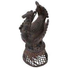 Handmade Black Brass Bird Showpiece In Dhokra Art