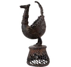 Handmade Black Brass Bird Showpiece In Dhokra Art