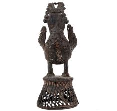 Handmade Black Brass Bird Showpiece In Dhokra Art
