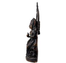 Handmade Oxidized Brass Sitting Lord Vishnu Laxmi Statue