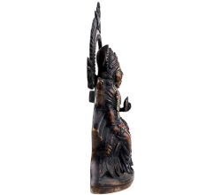 Handmade Oxidized Brass Sitting Lord Vishnu Laxmi Statue
