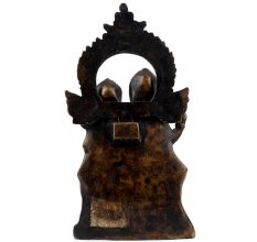 Handmade Oxidized Brass Sitting Lord Vishnu Laxmi Statue