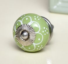 Lime Green Floral Knob