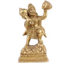 Handmade Golden Brass Ram Bhakt Hanuman Statue