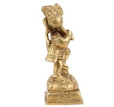 Handmade Golden Brass Ram Bhakt Hanuman Statue