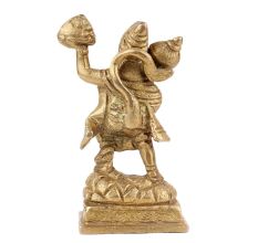 Handmade Golden Brass Ram Bhakt Hanuman Statue