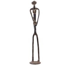 Handmade Black Brass Petite Women Tribal Statue