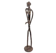 Handmade Black Brass Petite Women Tribal Statue