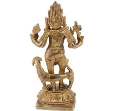 Handmade Yellow Brass Lord Bhairava Statue or Idol
