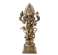 Handmade Golden Sheen Brass Kaal Bhairava Statue