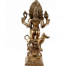 Handmade Golden Sheen Brass Kaal Bhairava Statue