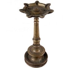 Handmade Blackened Brass Oil Lamp Samai-From South India