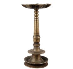 Handmade Blackened Brass Oil Lamp Samai-From South India