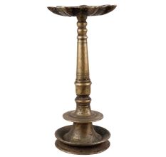Handmade Blackened Brass Oil Lamp Samai-From South India