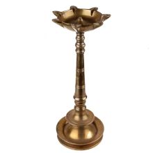 Handmade Rustic Brass Nilavilakku Oil Lamp For Diwali And Pooja