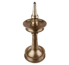 Handmade Rustic Golden Brass Nilavilakku Puja Oil Lamp