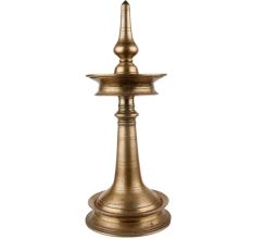 Handmade Rustic Golden Brass Nilavilakku Puja Oil Lamp