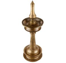 Handmade Tarnished Brass Nilavilakku Oil Lamp Traditional Indian Design