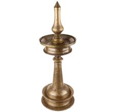 Handmade Tarnished Brass Nilavilakku Oil Lamp Traditional Indian Design