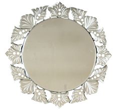 Handmade Silver Glass Round Decorative Venetian Wall Mirror