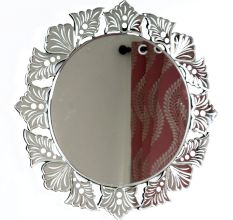 Handmade Silver Glass Round Decorative Venetian Wall Mirror