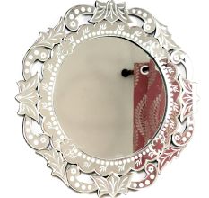 Handmade Silver Glass Venetian Round Mirror