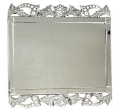 Handmade Silver Glass Rectangular Venetian Mirror With Etching