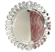 Handmade Silver Glass Venetian Round Sunburst Wall Mirror