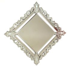 Handmade Silver Glass Squared Wall Mounted Venetian Mirror