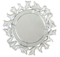 Handmade Silver Glass Round Venetian Mirror With Elaborate Design