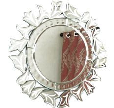 Handmade Silver Glass Round Venetian Mirror With Elaborate Design