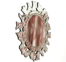 Handmade Silver Glass Round Venetian Mirror With Elaborate Design