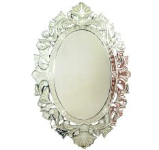 Handmade Silver Glass Oval Designed Venetian  Mirror