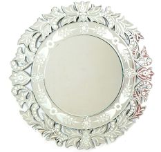 Handmade Silver Glass Traditional Round Venetian Mirror