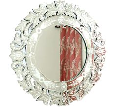 Handmade Silver Glass Traditional Round Venetian Mirror