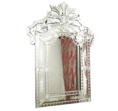 Handmade Silver Glass Crown Rectangular Venetian Mirror