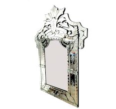Handmade Silver Glass Crown Rectangular Venetian Mirror