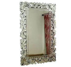 Handmade Silver Glass Ornate Square Modern Venetian Mirror