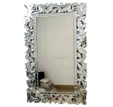 Handmade Silver Glass Ornate Square Modern Venetian Mirror