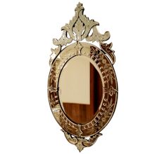 Handmade Silver Glass Oval Venetian Mirror With Decorative Crown