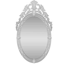 Handmade Silver Glass Oval Decorative Venetian Mirror