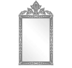 Handmade Silver Glass Venetian Etched Rectangle Mirror