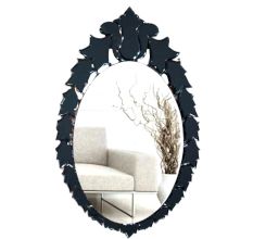 Handmade Black Frame Oval Venetian Mirror