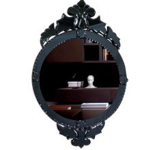 Handmade Black Oval Venetian Mirror With Decorative Crown