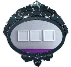 Handmade Black Oval Venetian Style Etched Detailed Design Mirror