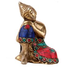 Handmade Multicolored Brass Gautam Buddha Statue