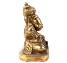 Handmade Tarnished Brown Brass Ganesha Sitting  Idol