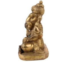 Handmade Tarnished Brown Brass Ganesha Sitting  Idol