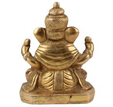 Handmade Tarnished Brown Brass Ganesha Sitting  Idol