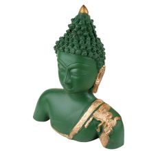 Handmade Antique Green Brass Lord Buddha Bust Statue